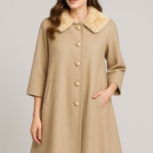 Vintage Liebeskind Wool and Fur Swing Coat S/M